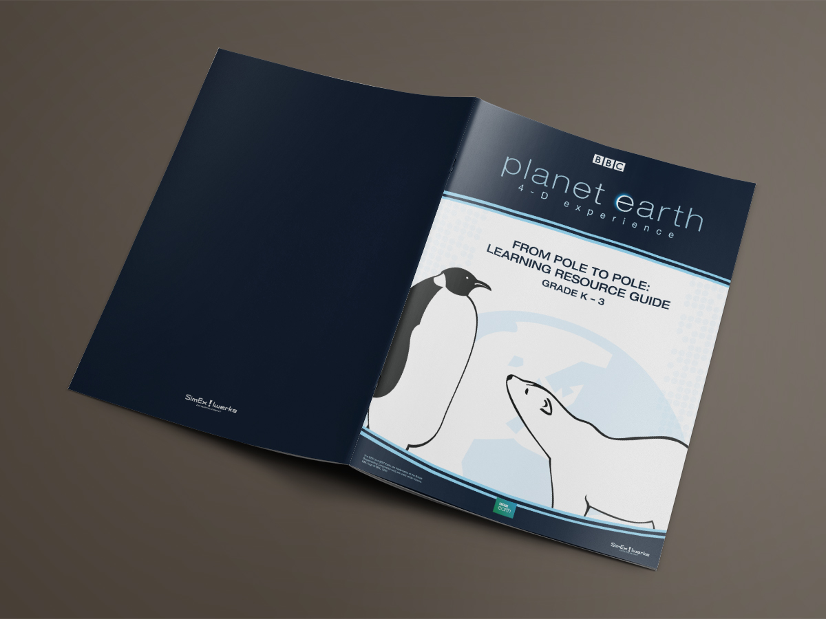 planet earth 4d experience learning guide cover with illustrated penguin and polar bear